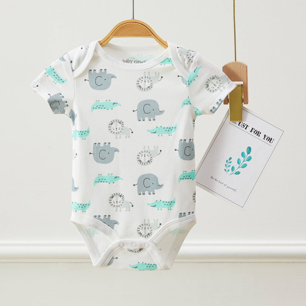 Pack of 3 Baby Boys Safari Animal Short Sleeves Bodysuits