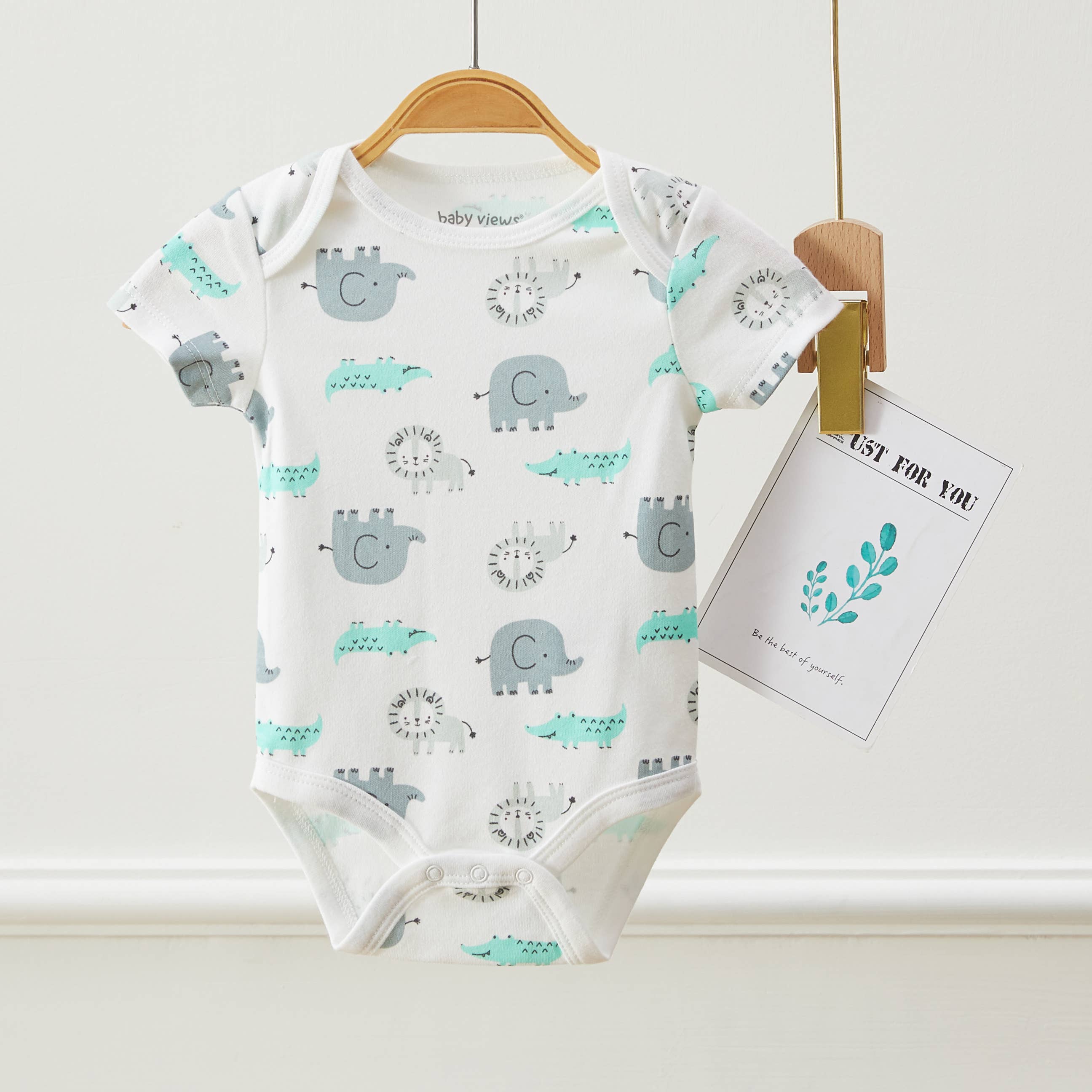 Pack of 3 Baby Boys Safari Animal Short Sleeves Bodysuits
