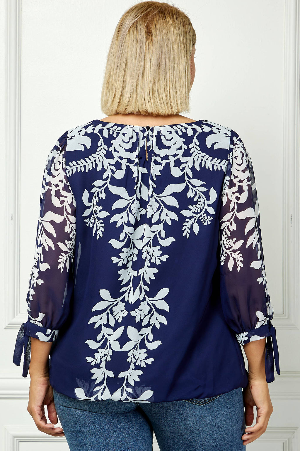 Women's [Plus Size] Vintage Bloom Tie Sleeve Blouse - G600295N87X