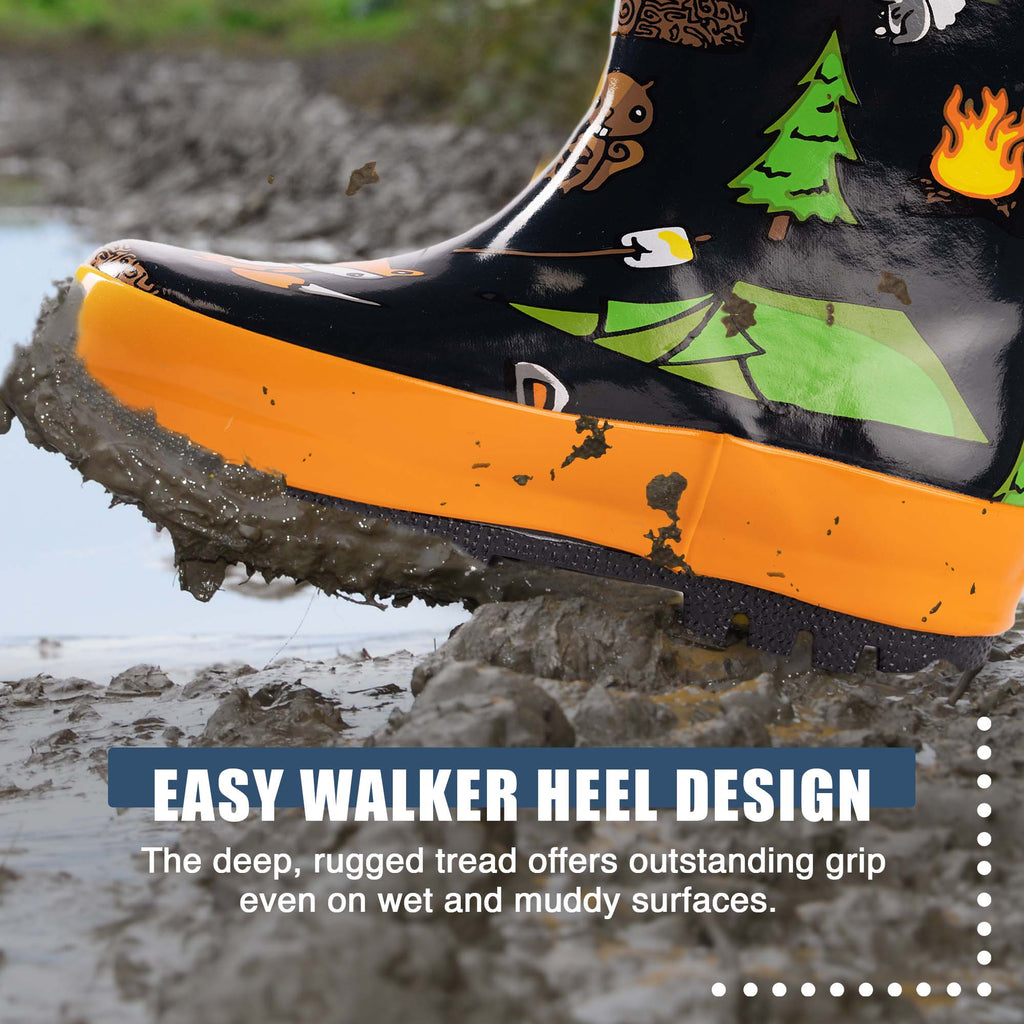 Norty Waterproof Rubber Rain Boots - 40675 - Black Campfire