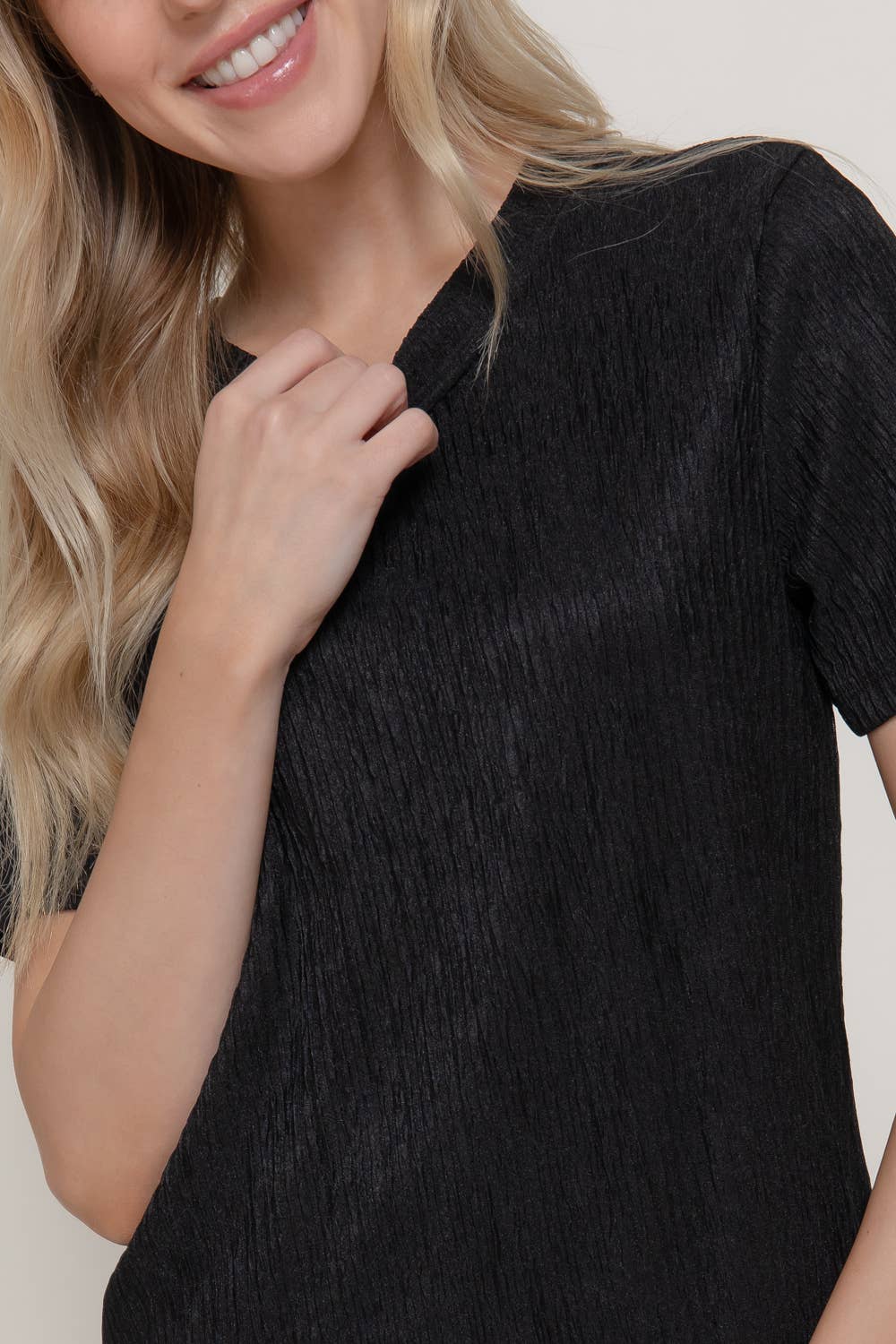 Active USA - Conjunto de top de manga corta y pantalón de punto ancho para mujer - SET14970