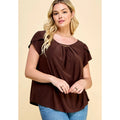 Winslow Collection - Women's [Plus Size] Metal Flat Moon Trim Blouse - IM01464F67X