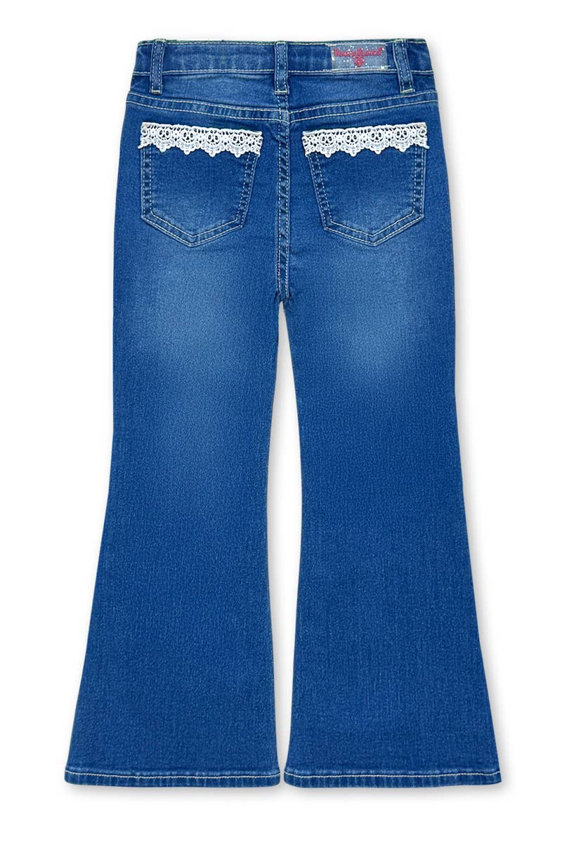 Girl's Flare Leg Denim Jean with Crochet 7-14 - GDP-M26-89477B
