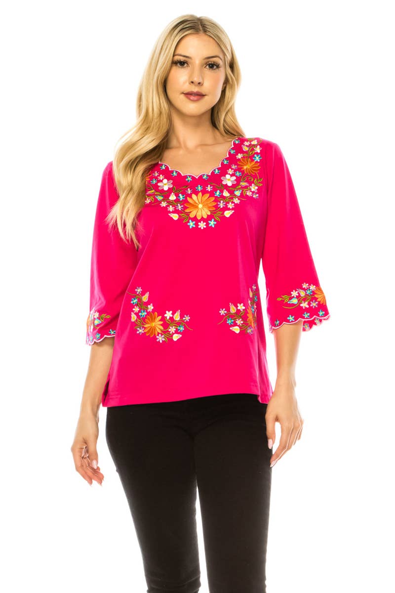 Adult Women's Traditional Embroidered 3 Quarter Sleeve - MT804