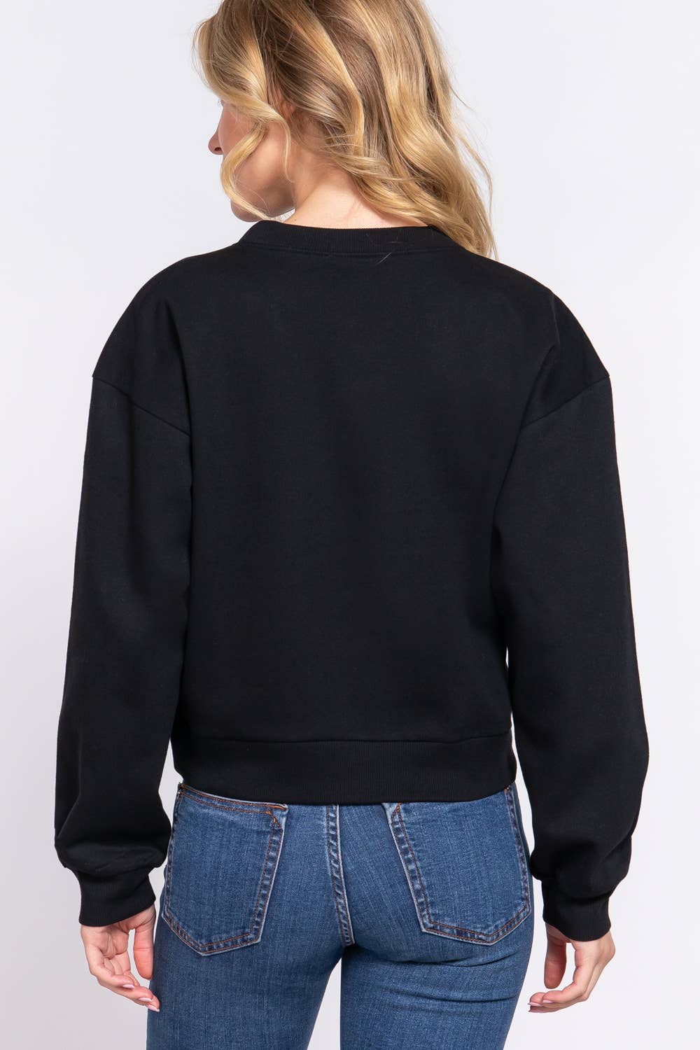 Active USA - Women's Long Sleeve Round Neck Crop SweatShirt - T13736