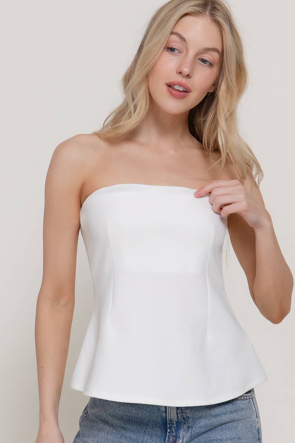 Active USA - Top tubo de punto suave tipo peplum para mujer - T15345
