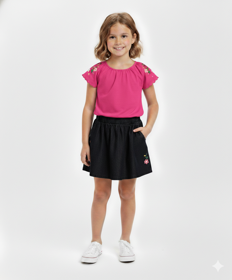 Unik - Girls Embroidered Skirt Set - SK2294
