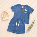 Conjuntos de camiseta y pantalones cortos de gofre de verano de 2 piezas para niños - B112G401