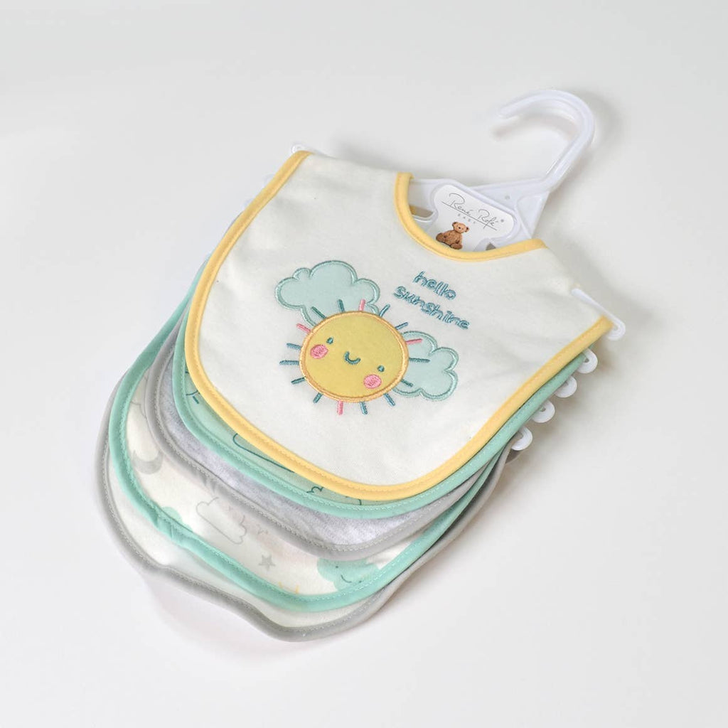 5 Pack Soft Cotton Poly Embroidered Baby Bibs