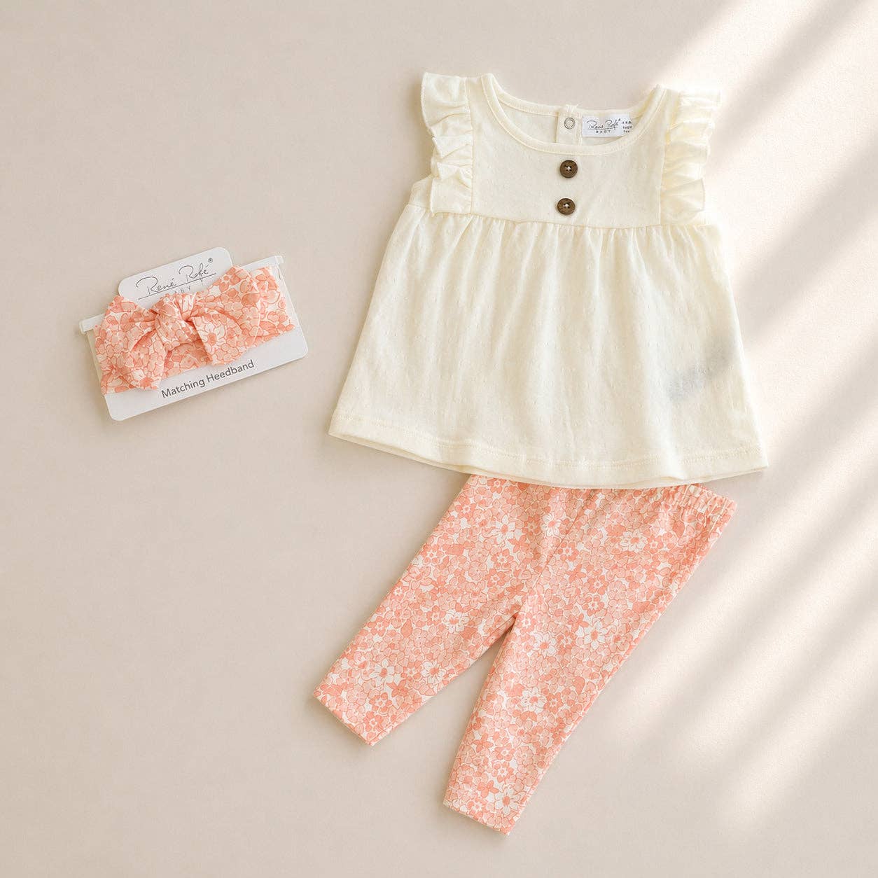 Baby Girl Rene Rofe Top & Bottom Capri Leggings & Headband Set - R001E207