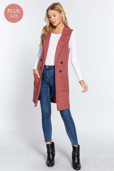 Active USA - Long Sweater Vest Plus - SW71045