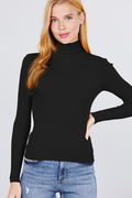 Active USA - Turtle Neck Viscose Rib Sweater - SW11710 BLACK S