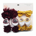 Baby Headwraps & Bootie Socks Set – Burgundy & Mustard - W991215