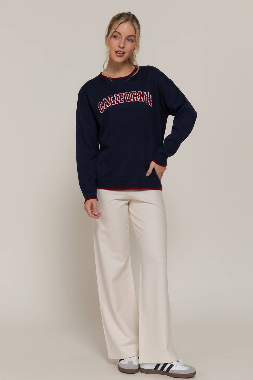 Active USA - Women's Long Sleeve Crew Neck California Lettering Sweater - SW14654
