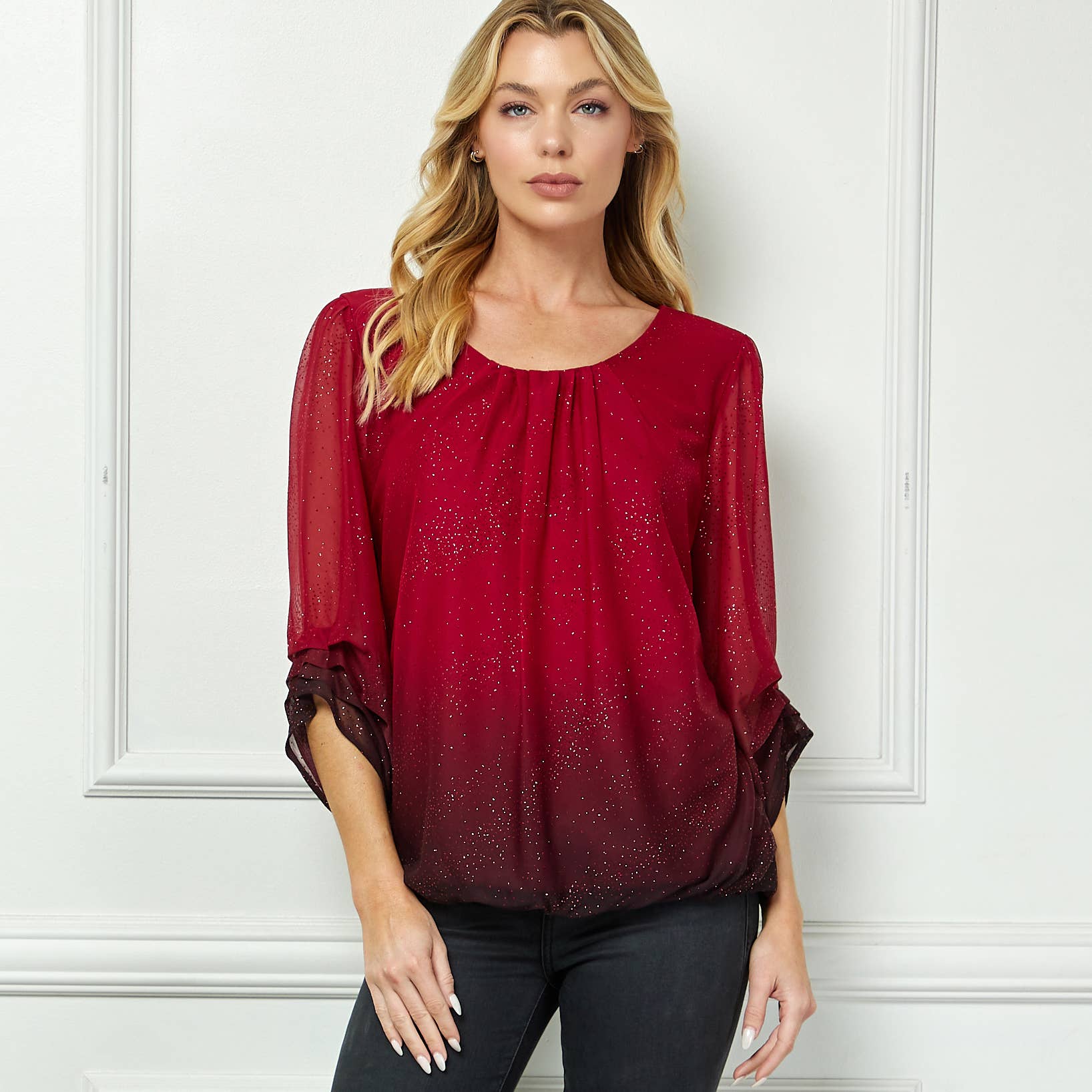 Winslow Collection - Women’s Radiance Ombre Sparkle Blouse - G51014S977