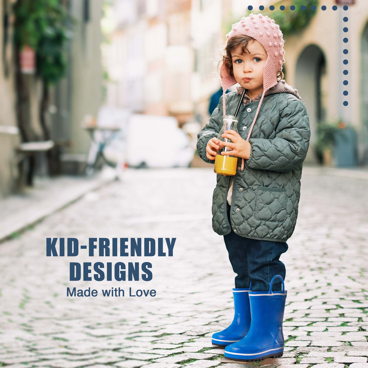 Norty Toddler Rain Boots - Blue/White Color -  39817