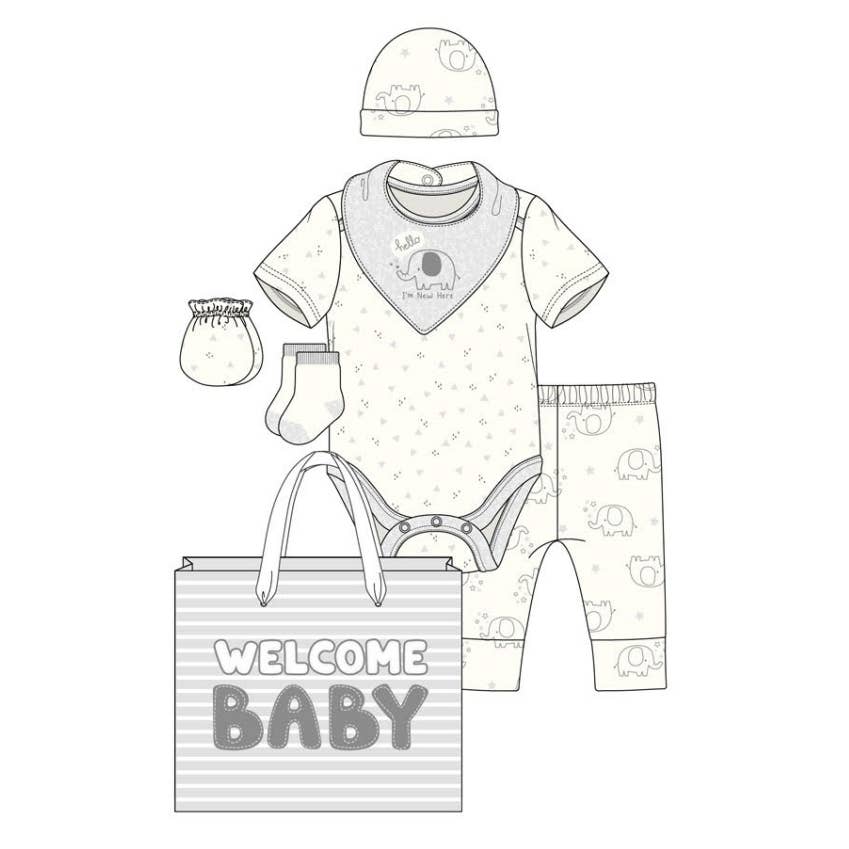 8 Pcs Hanging Baby Gift Set Bodysuit Leggings Bib Mitten Cap