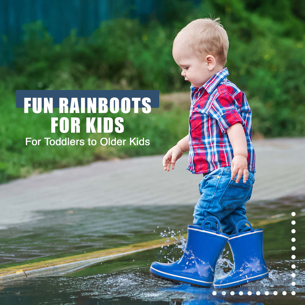 Norty Waterproof Rubber Rain Boots for Kids - Boys & Girls - 40558