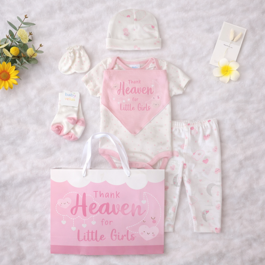 8 Pcs Hanging Baby Gift Set Bodysuit Leggings Bib Mitten Cap