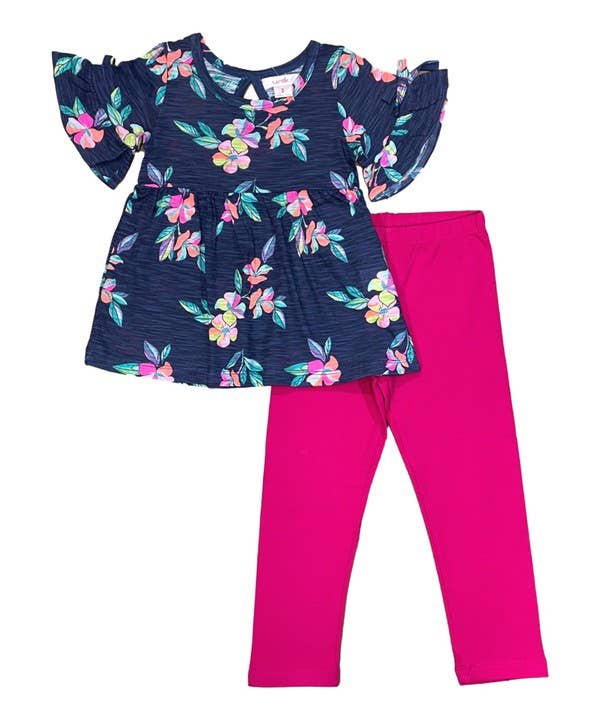 Unik - Conjunto de leggings con flores para niñas - BL2211