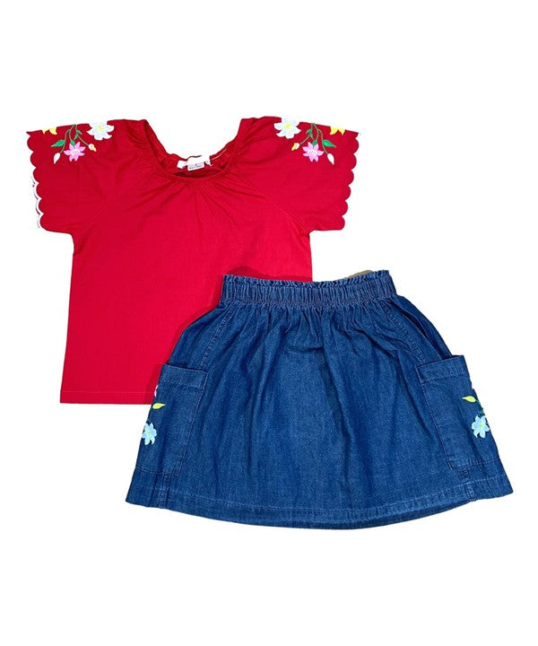 Unik - Conjunto de Falda Bordada para Niñas - SK2294