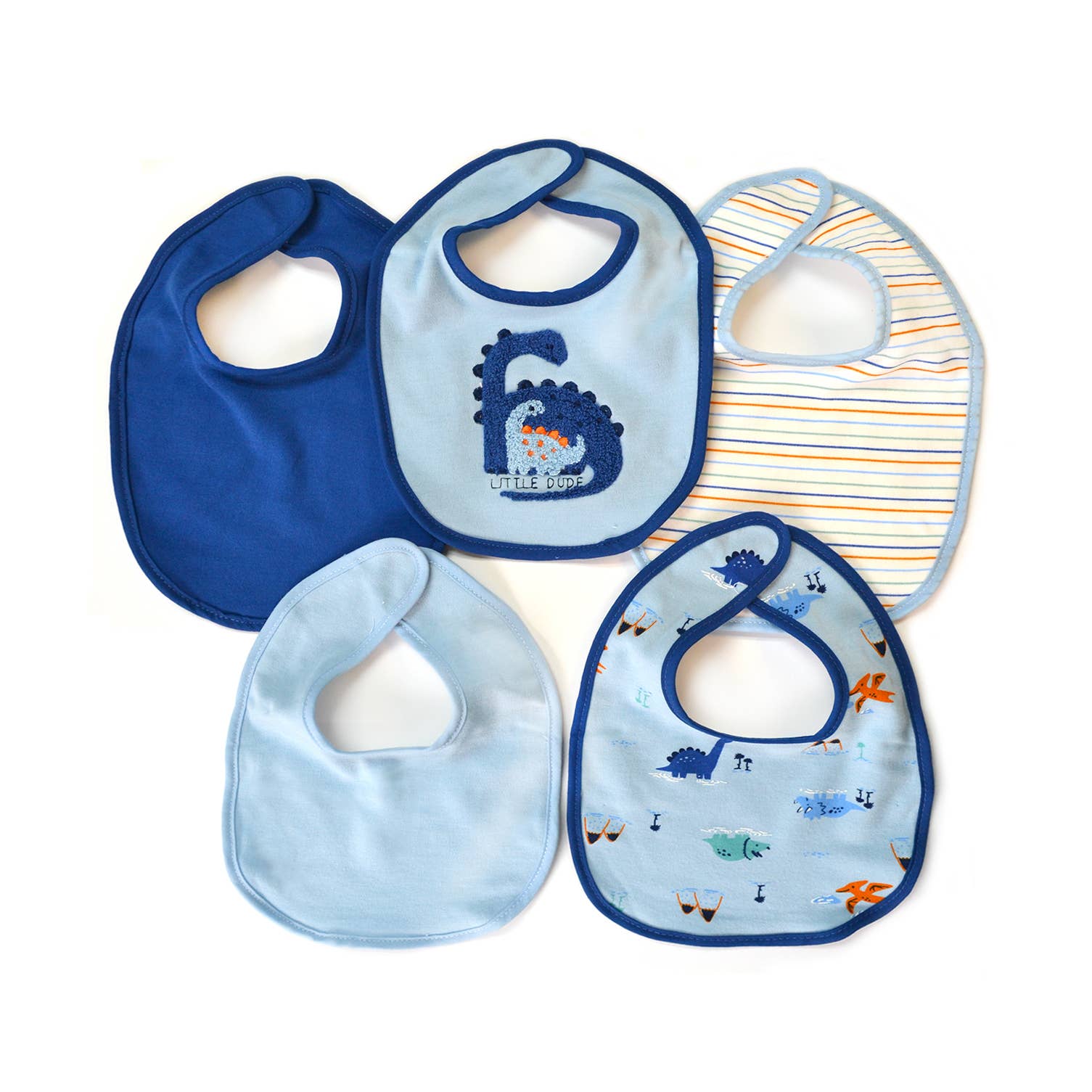 5 Pack Soft Cotton Poly Embroidered Baby Bibs