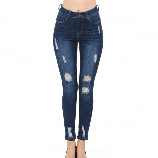Wax Jeans - Women's Push-up High-Rise Destructed Skinny Jean - 90174