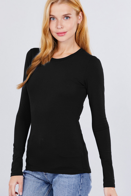 Active USA - Women's Crew Neck Cotton Jersey Top - T11770 BLACK S