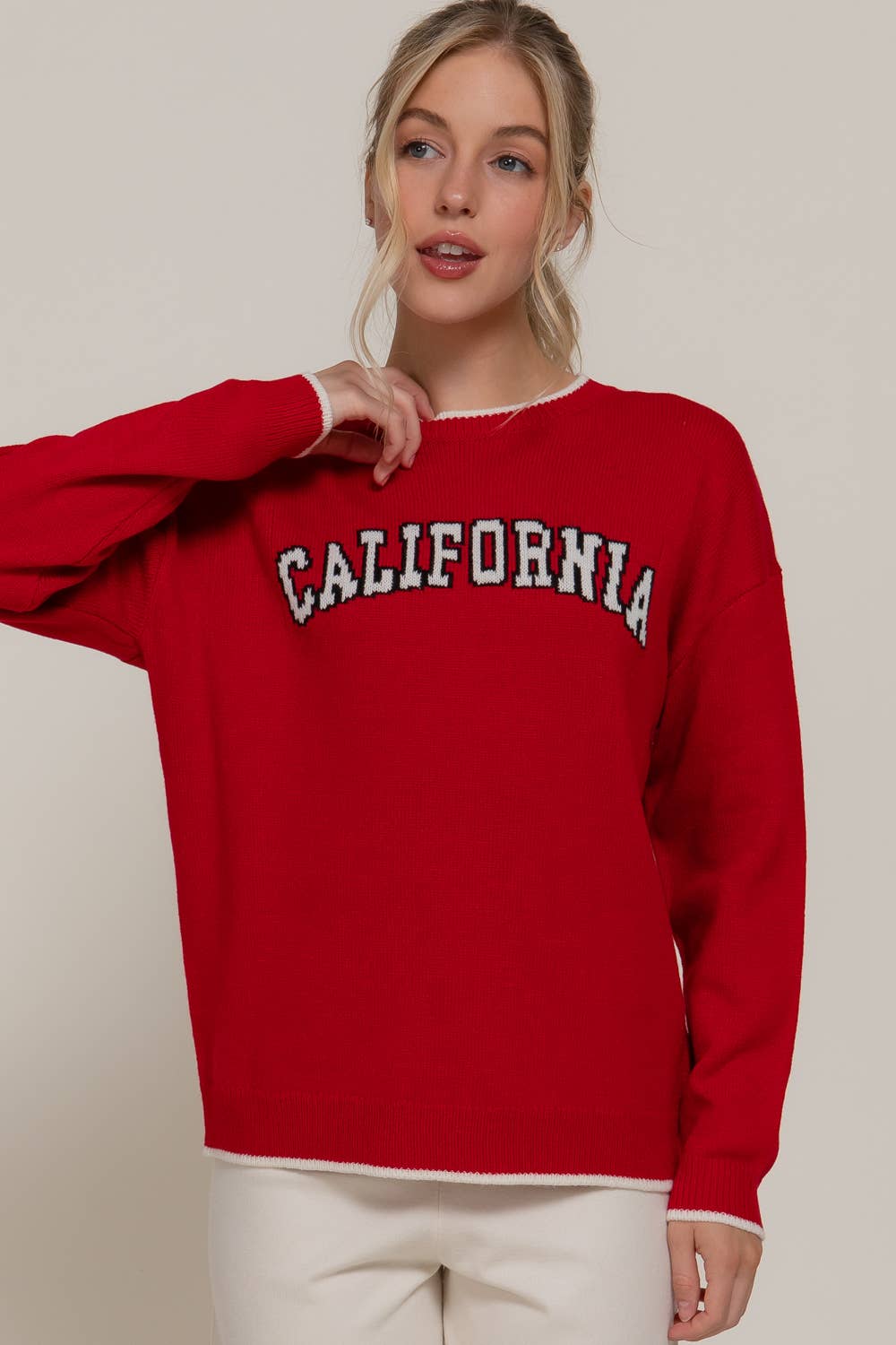 Active USA - Women's Long Sleeve Crew Neck California Lettering Sweater - SW14654