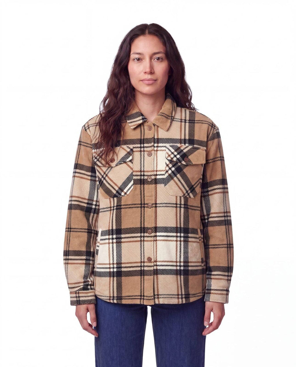 Ladies' Plush Shacket with Sherpa Lining - LS5-H35