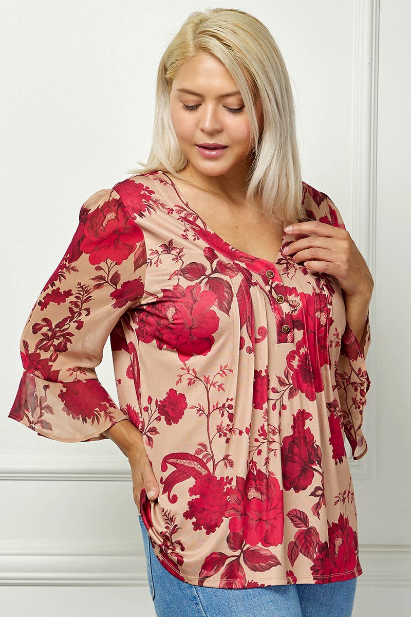 Colección Winslow - Blusa plisada Bloom Grace para mujer [Talla grande] - G537701L30X