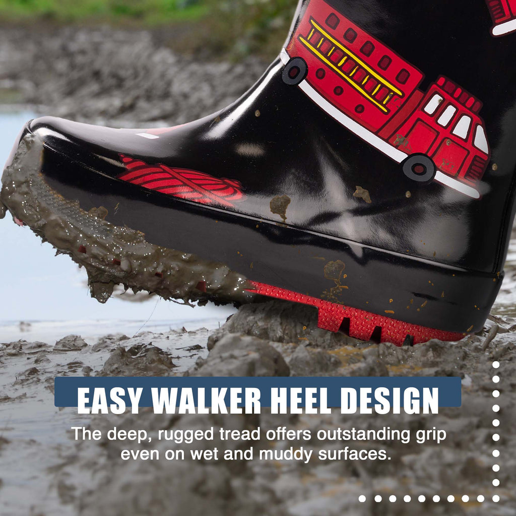 Norty New Waterproof Rain Boots - 40742 - Black Firetrucks