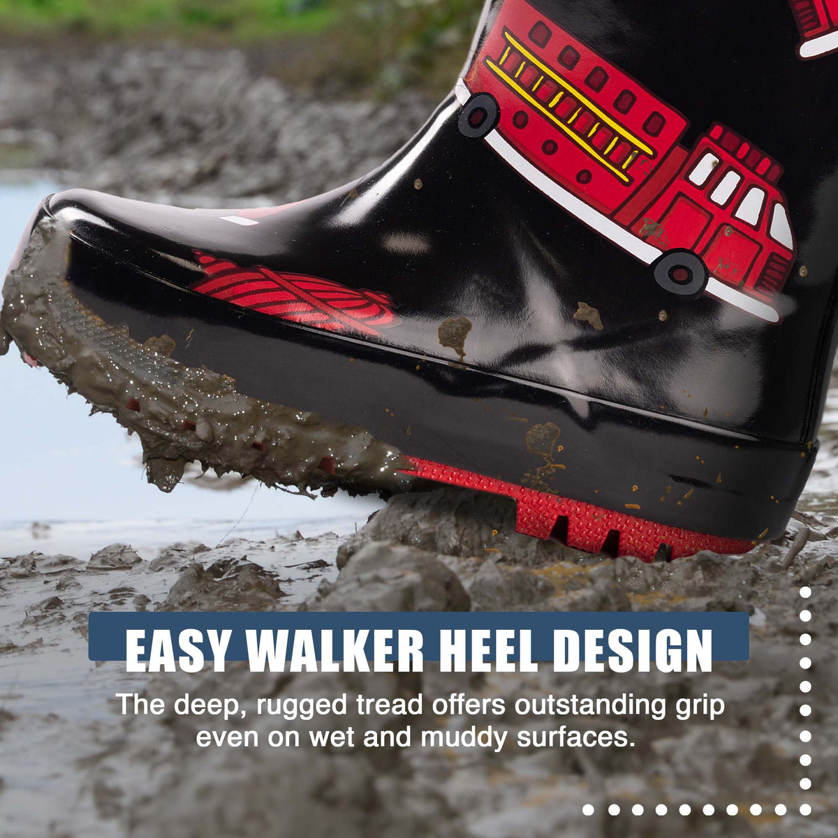 Norty New Waterproof Rain Boots - 40742 - Black Firetrucks