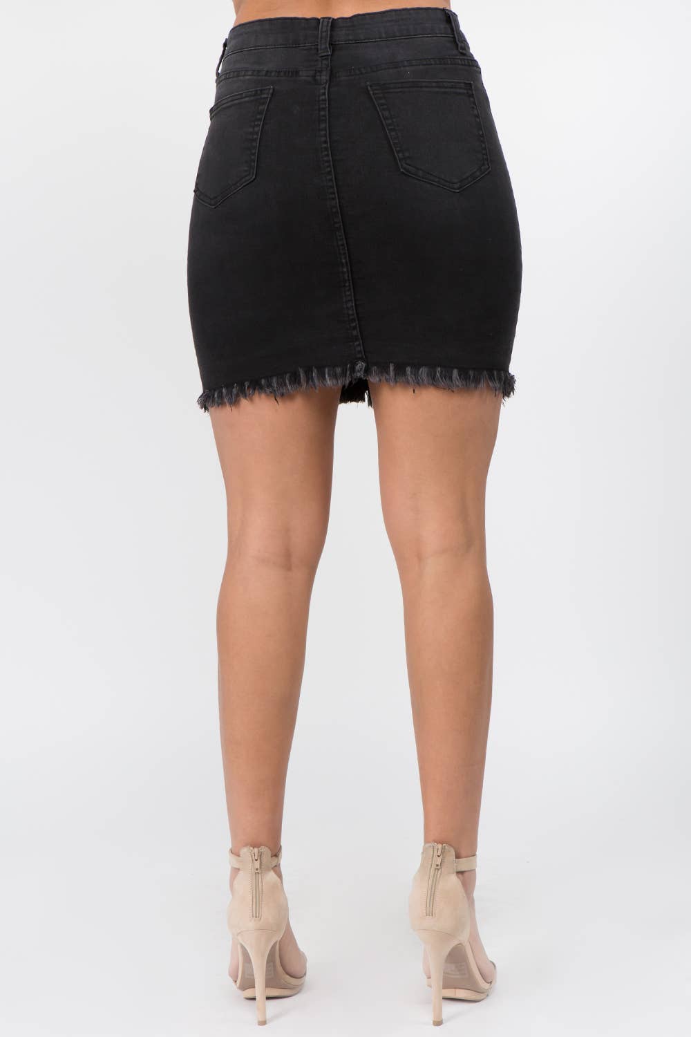 Women's Stretch Button Down Denim Skirt - DSK0125