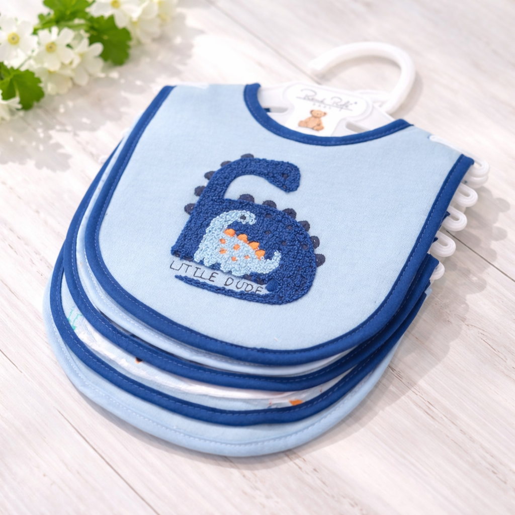 5 Pack Soft Cotton Poly Embroidered Baby Bibs