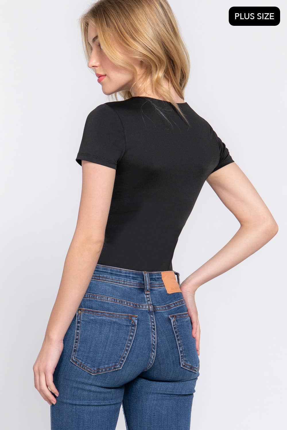 Active USA - Women's Short Sleeve Crew Neck ITY Bodysuit [PLUS SIZE] - P73920