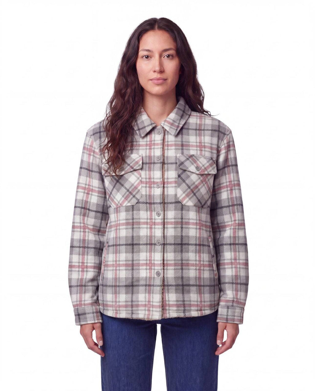 Ladies' Plush Shacket with Sherpa Lining - LS5-H35