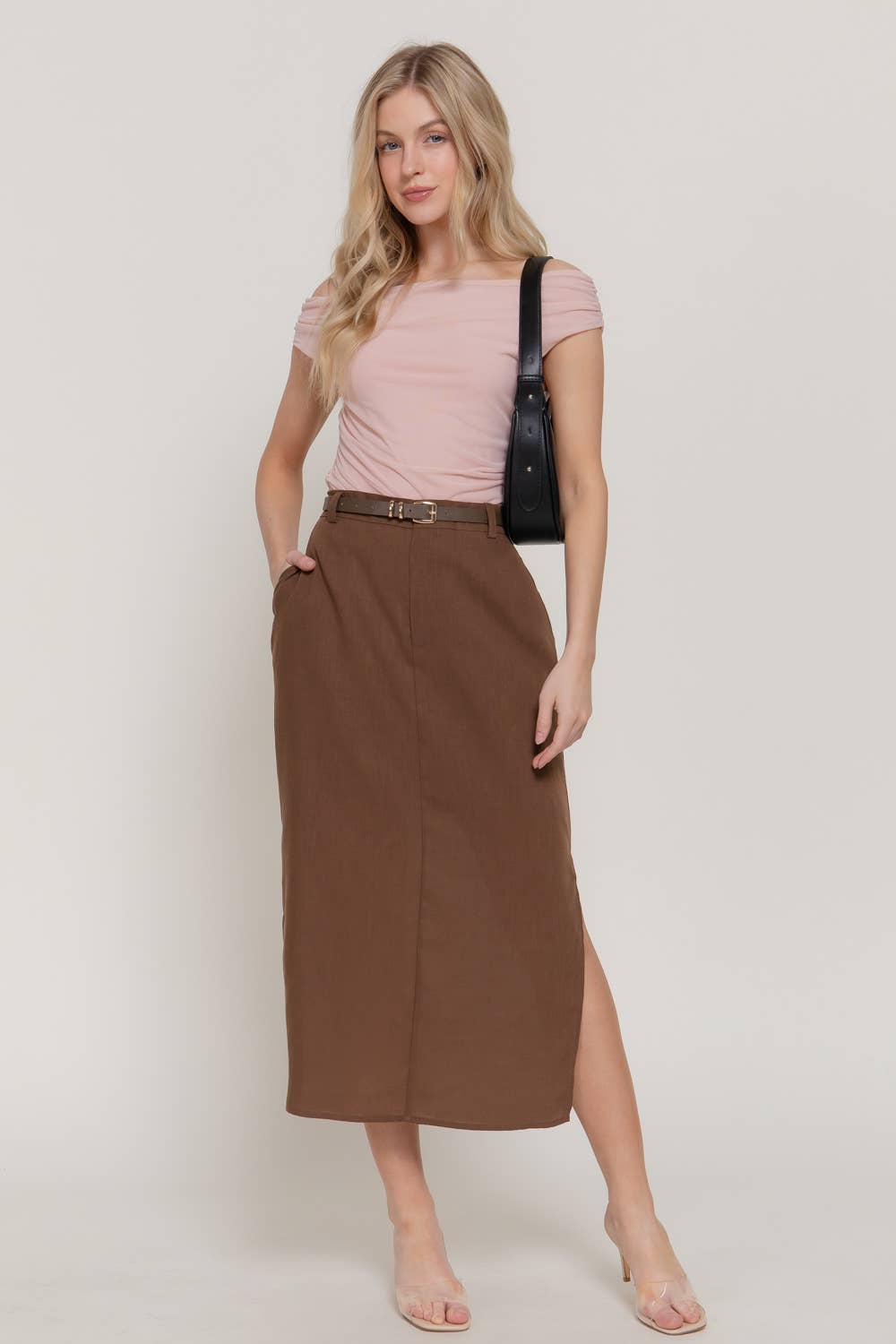 Active USA - Top de malla con hombros descubiertos y fruncido lateral para mujer - T15083