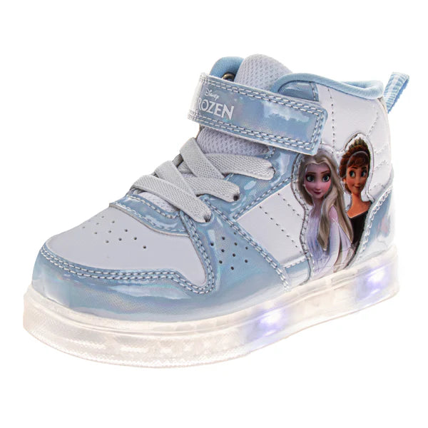 Frozen Girls Anna & Elsa Light-Up High-Top Sneakers with Hook and Loop Closure - CH100213