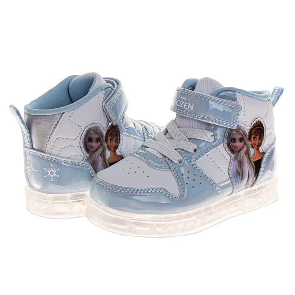 Frozen Girls Anna & Elsa Light-Up High-Top Sneakers with Hook and Loop Closure - CH100213