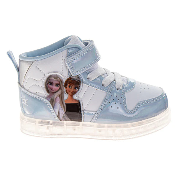Frozen Girls Anna & Elsa Light-Up High-Top Sneakers with Hook and Loop Closure - CH100213