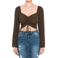 Ambiance - Women's Smocked Back LS Crop Top - 73251