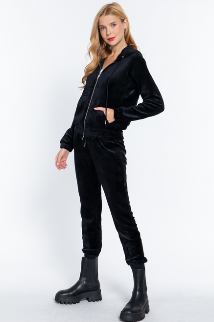 Active USA - Faux Fur Jacket & Jogger Pants Set - SET12297
