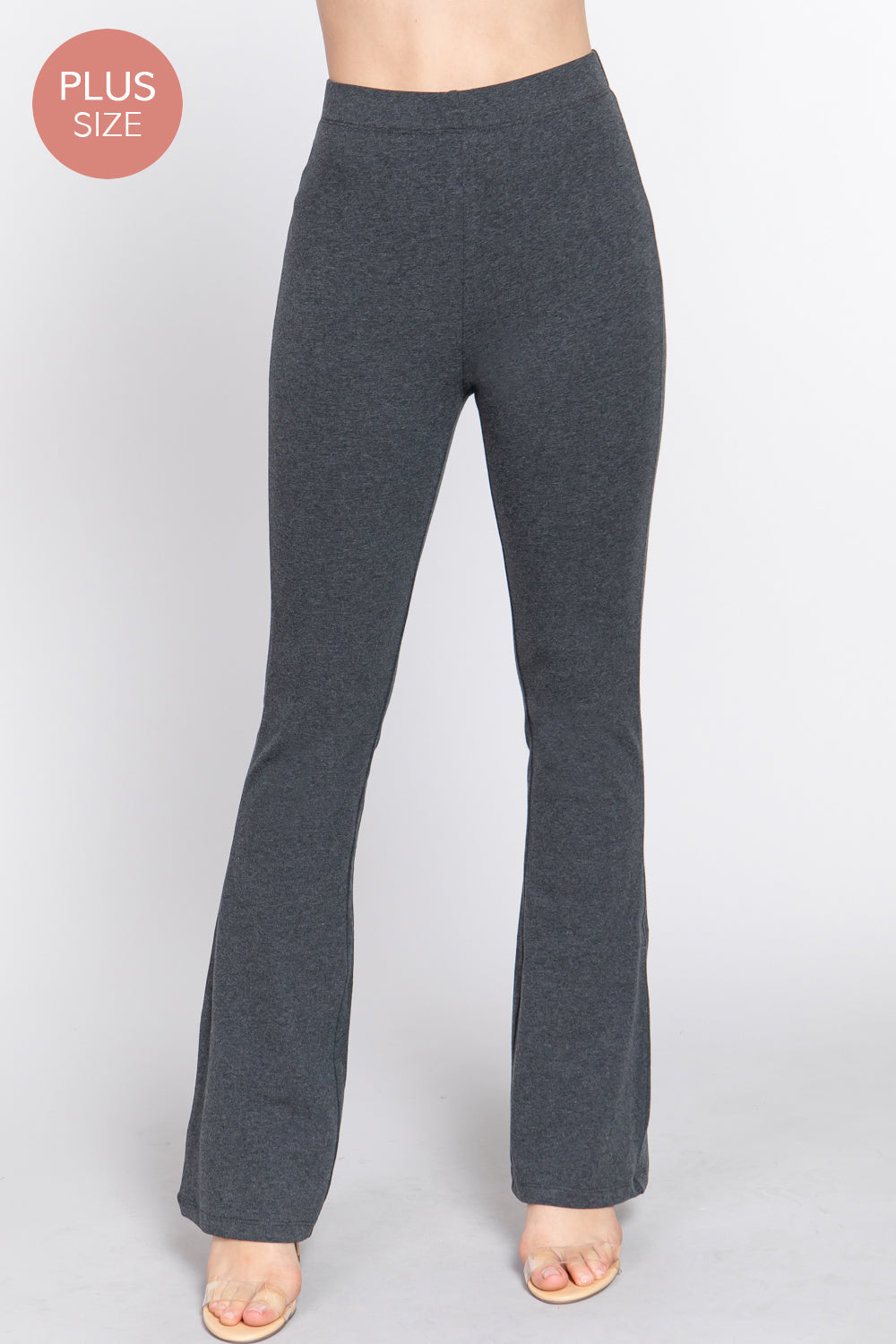 Active USA - Women's  Plus Size Waist Elastic Slim Flare Yoga Pants - P73392