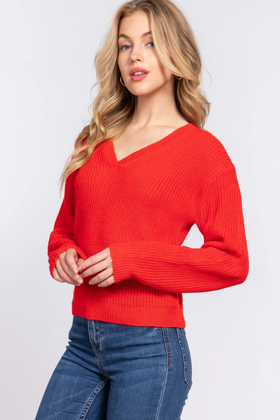 Active USA - Long Sleeve V-Neck Sweater - SW13683