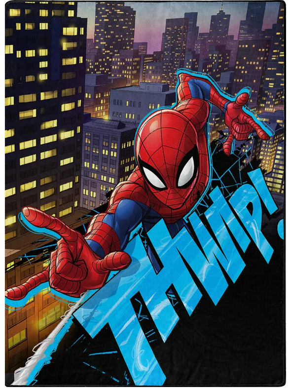 Twin Raschel Blanket 60"X80" Spider-Man Thwip!