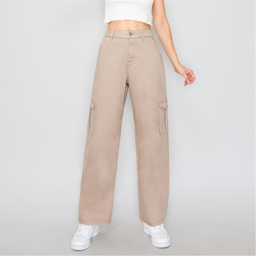 Wax Jean - Women's Twill Wide Leg Cargo Pants - 90339
