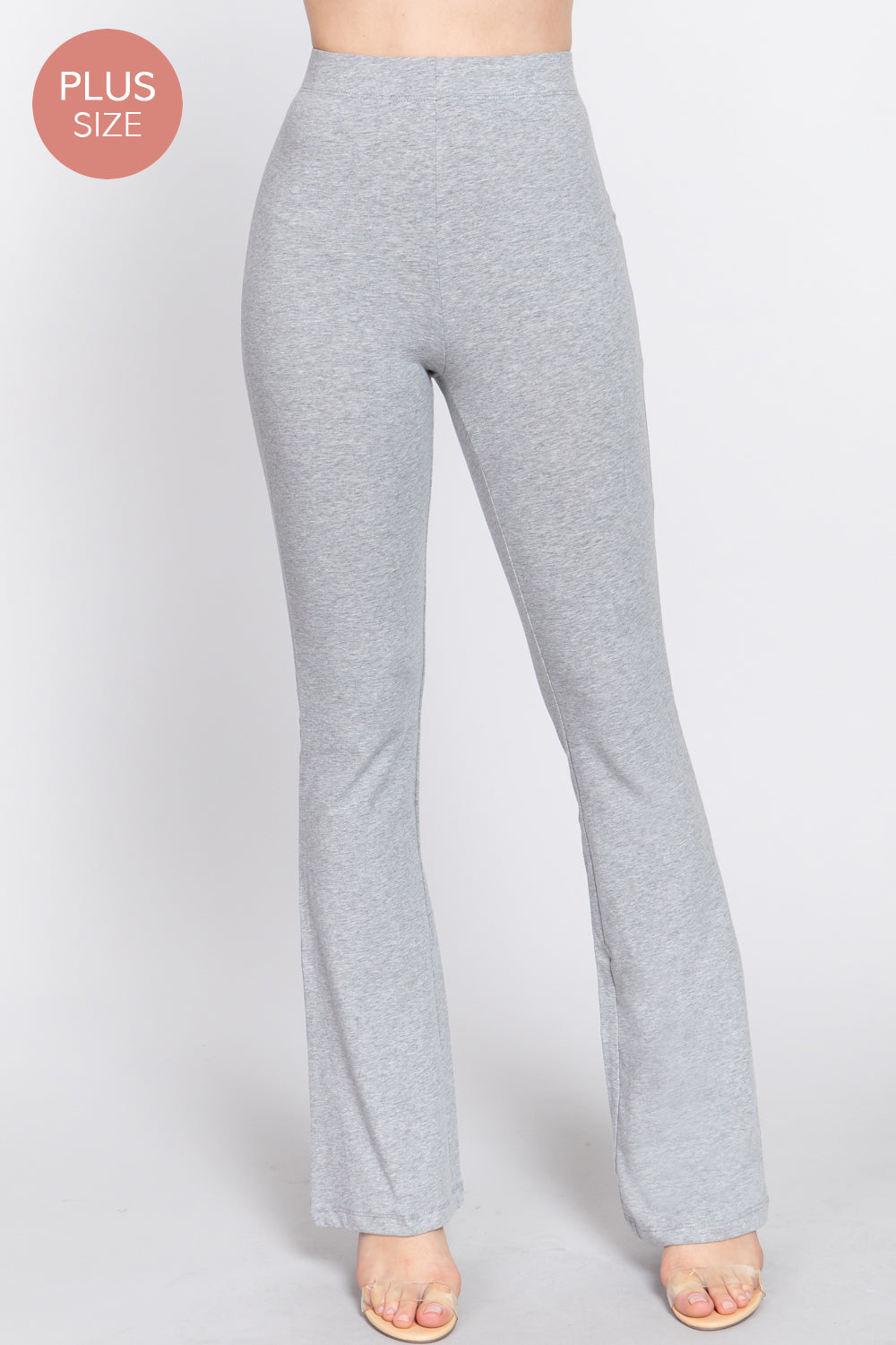 Active USA - Women's  Plus Size Waist Elastic Slim Flare Yoga Pants - P73392