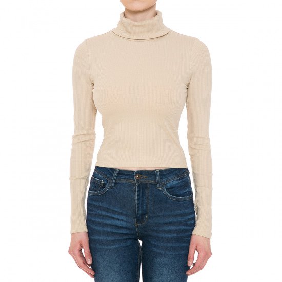 Ambiance - Women's Ribbed Turtleneck LS Shirt - 73328