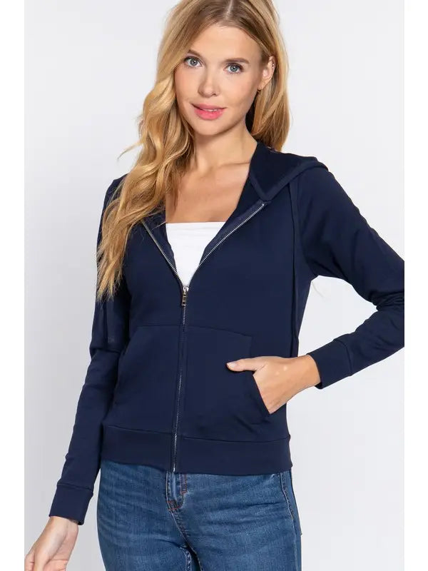 Active USA - Long Sleeve Zipper French Terry Hoodie Jacket - J1482